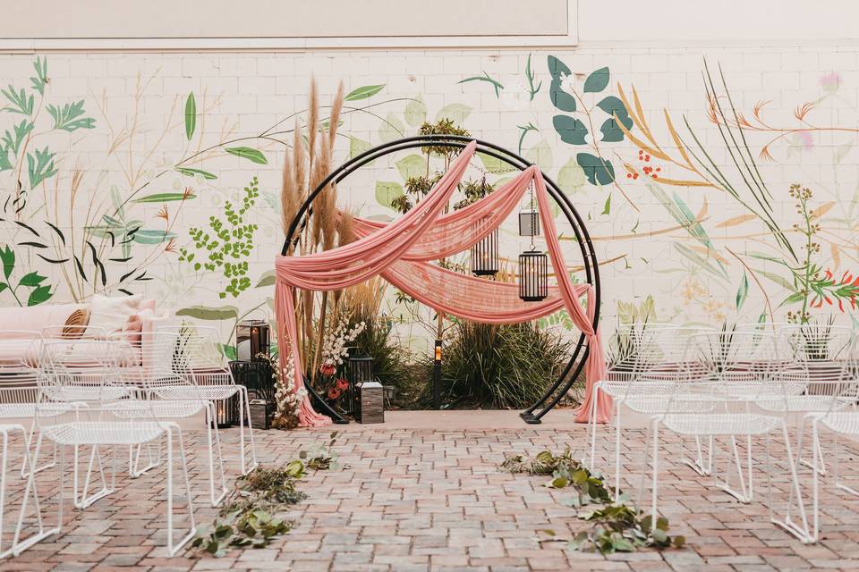 Courtyard featuring the mural