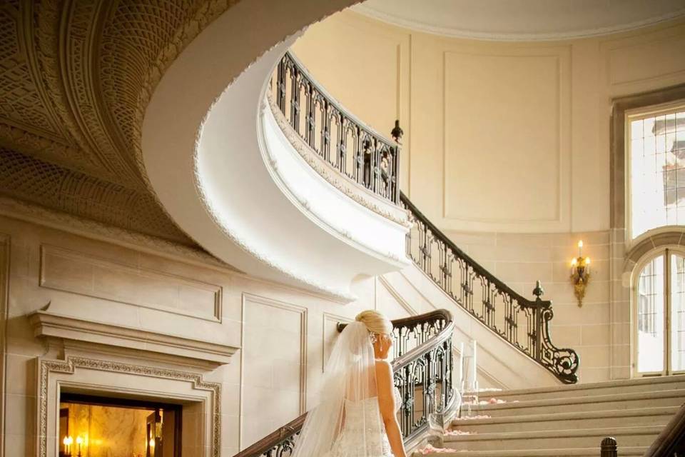 Bride by the stairs