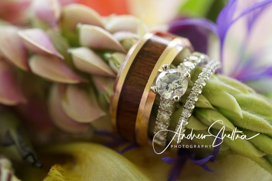 Beautiful flowers and rings