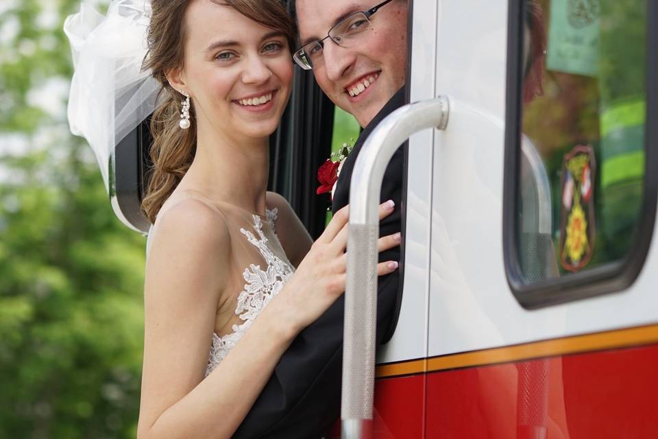First fire-engine wedding