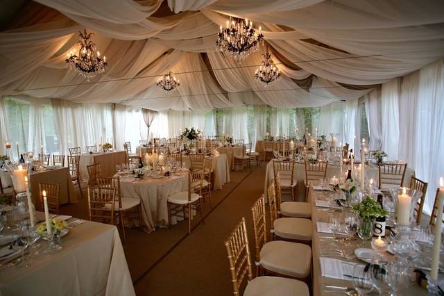 Glamorous tent set up for one of our larger weddings.