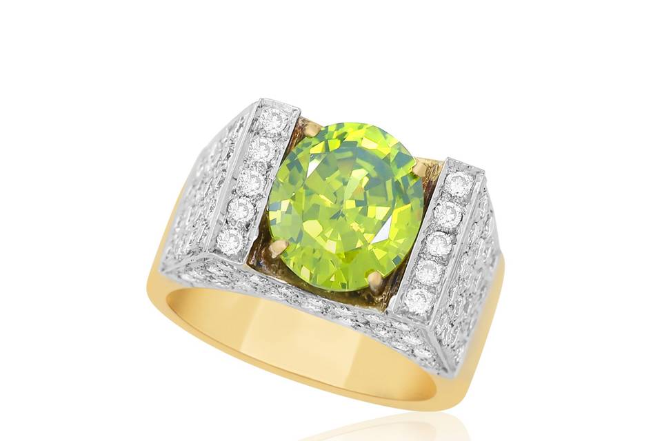 18K peridot with diamonds