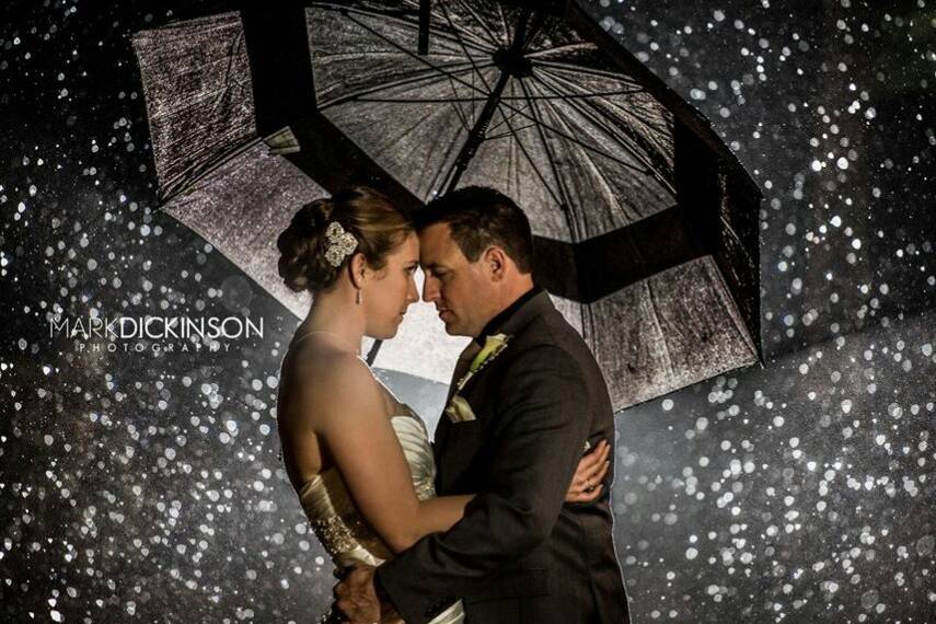 Rain shot of couple