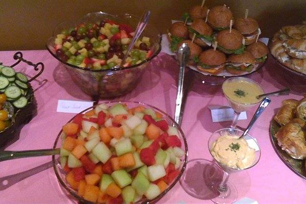 Melon Salad  Berry Salad and Assorted Sandwiches