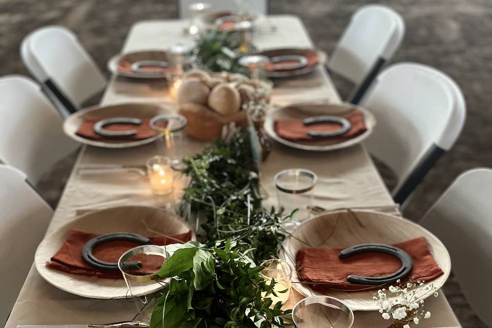 Place setting on Bamboo plates