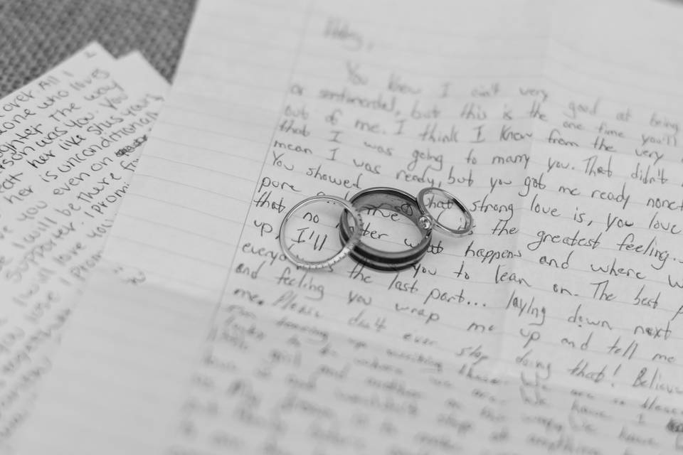 Rings and handwritten vows