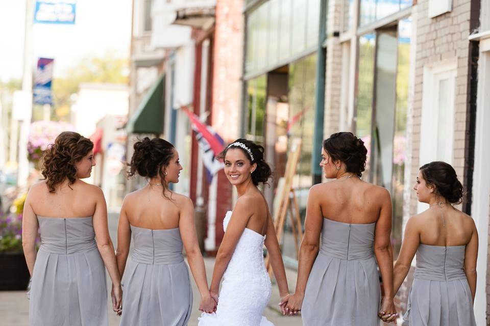 Bride and bridesmaid