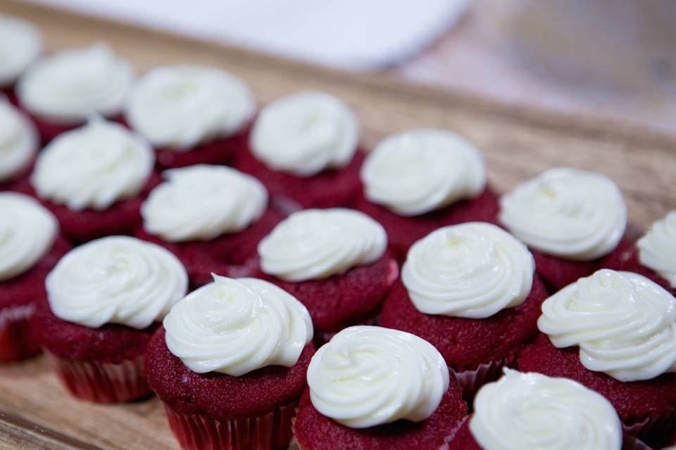 Miniature red velvet cupcakes