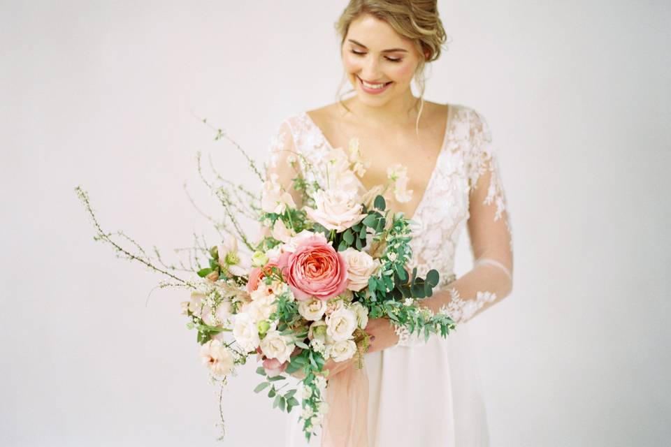 Spirea inspired bridal bouquet