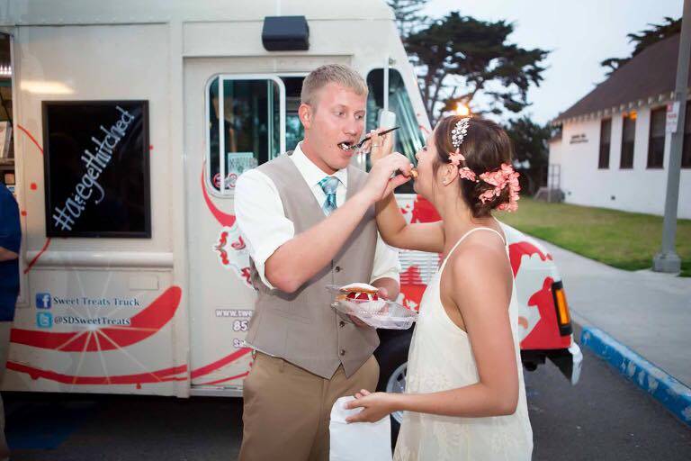 Couple enjoying desserts
