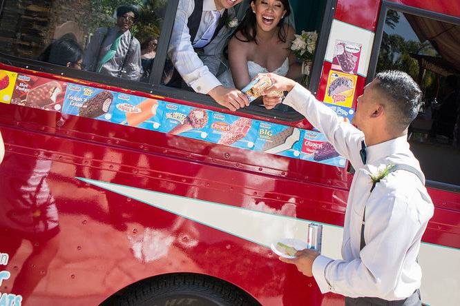 Bride & Groom serving