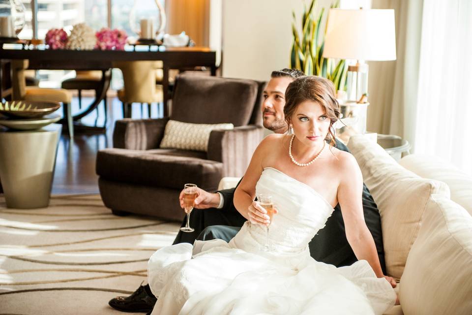 Bride and Groom in Suite