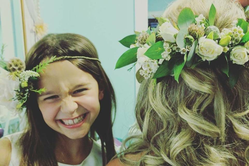 The Flower Girl and Bride get prepared in the newly renovated Bridal ready room.