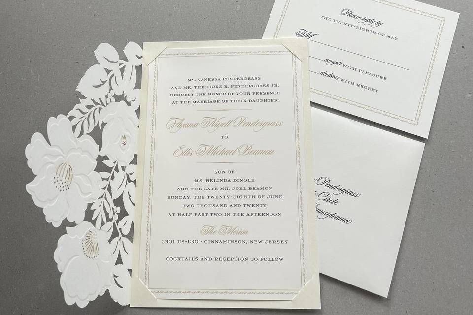 Diecut floral invitation