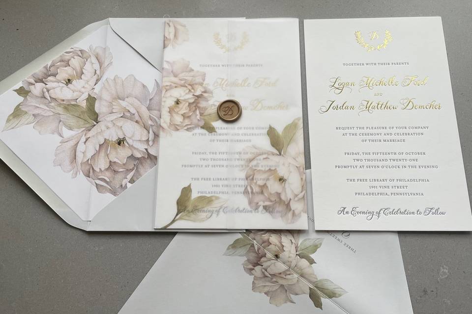 Vellum, florals & wax seal