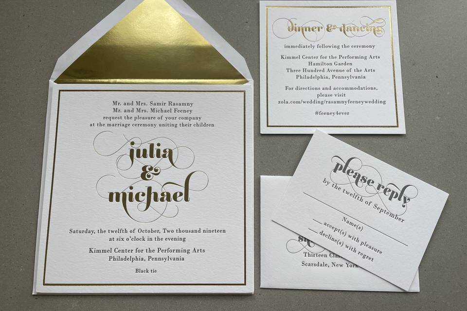 Square with a gold foil flair