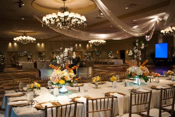 Table setup with centerpiece