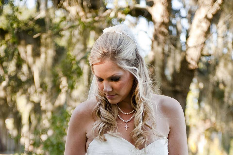 The bride holding her bouquet