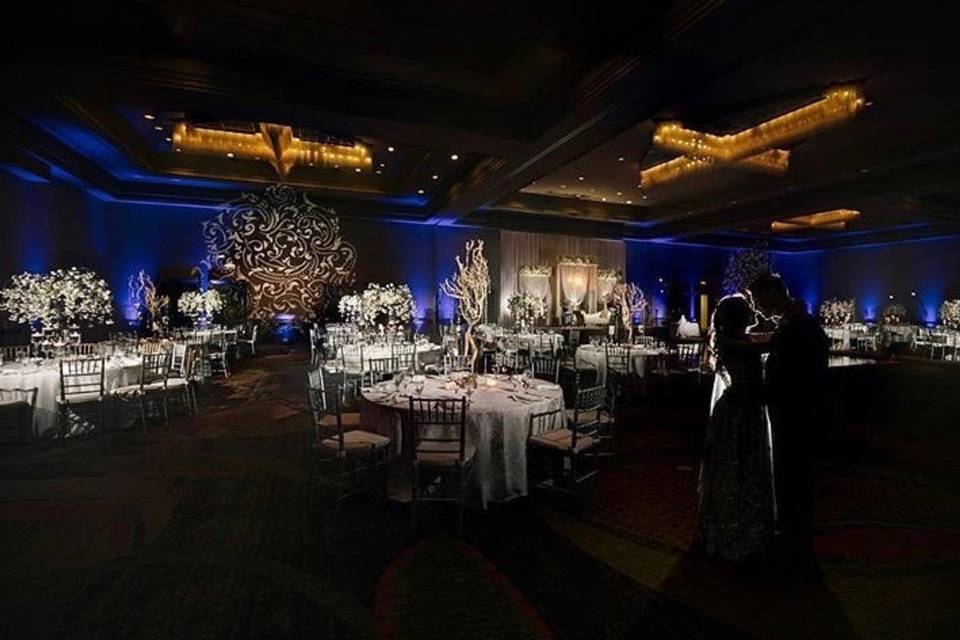 A venue with uplighting