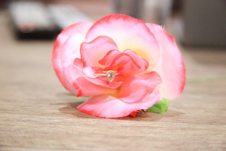 Ring with Pink Rose