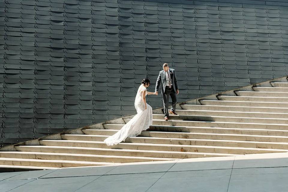Couple Walking in Downtown