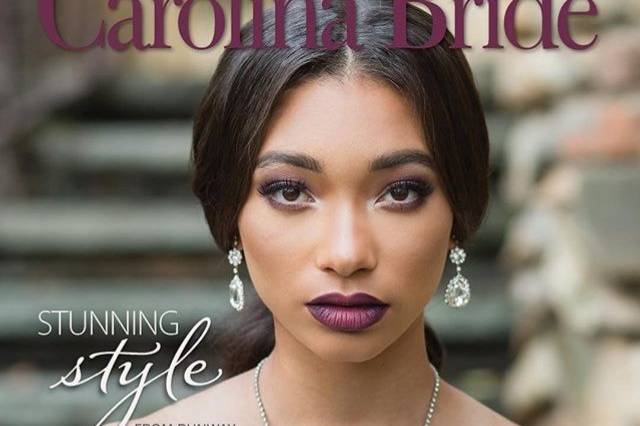 Makeup featured on cover of Carolina Bride Magazine.