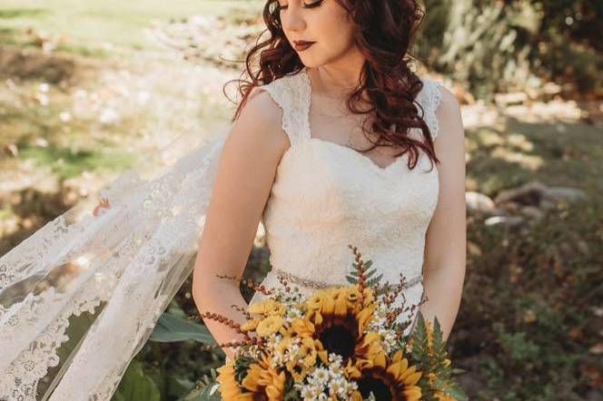 Sunflower wedding bouquet