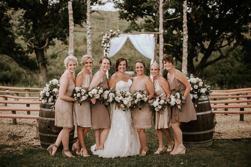 The bride with her bridesmaids