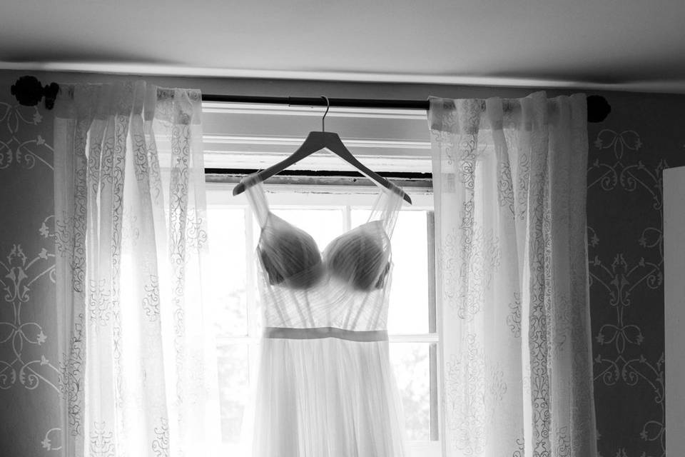 Wedding dress hanging
