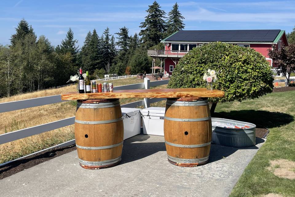 Wine barrel bar top
