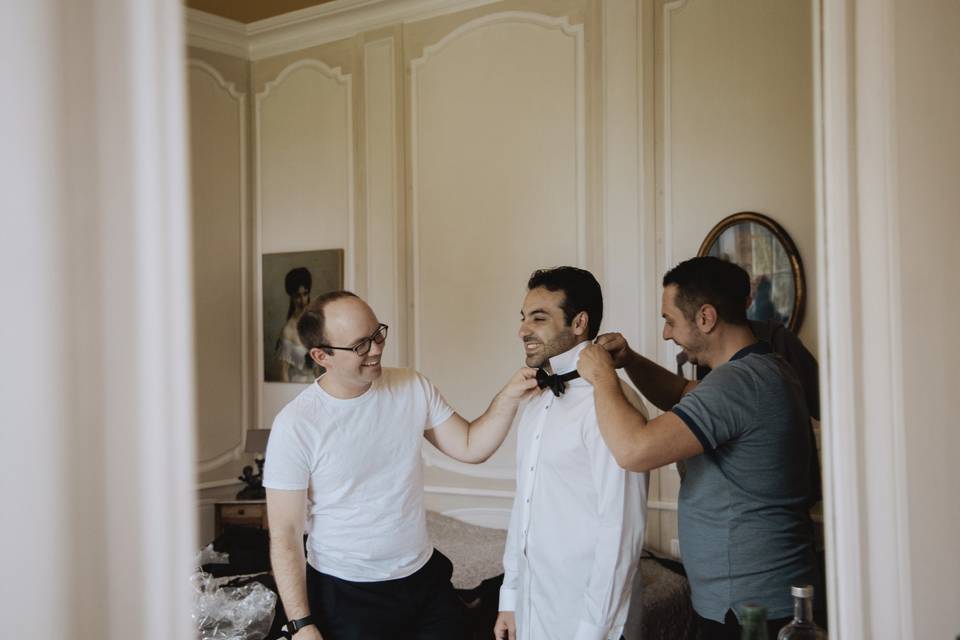 Groom getting ready