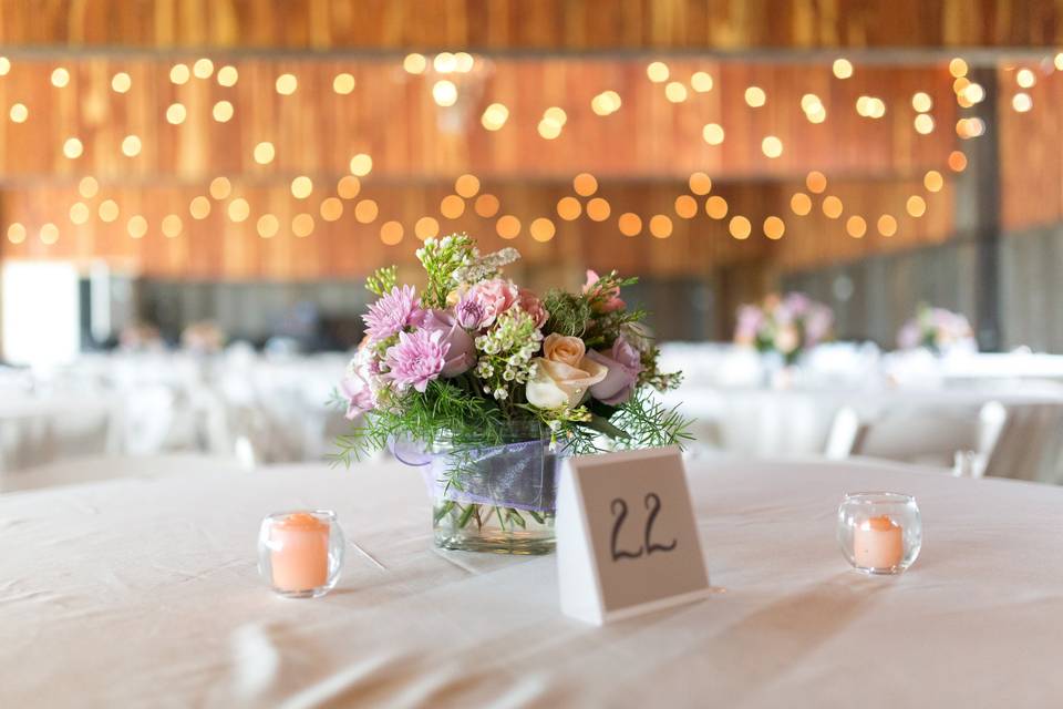 Simple table setup with centerpiece