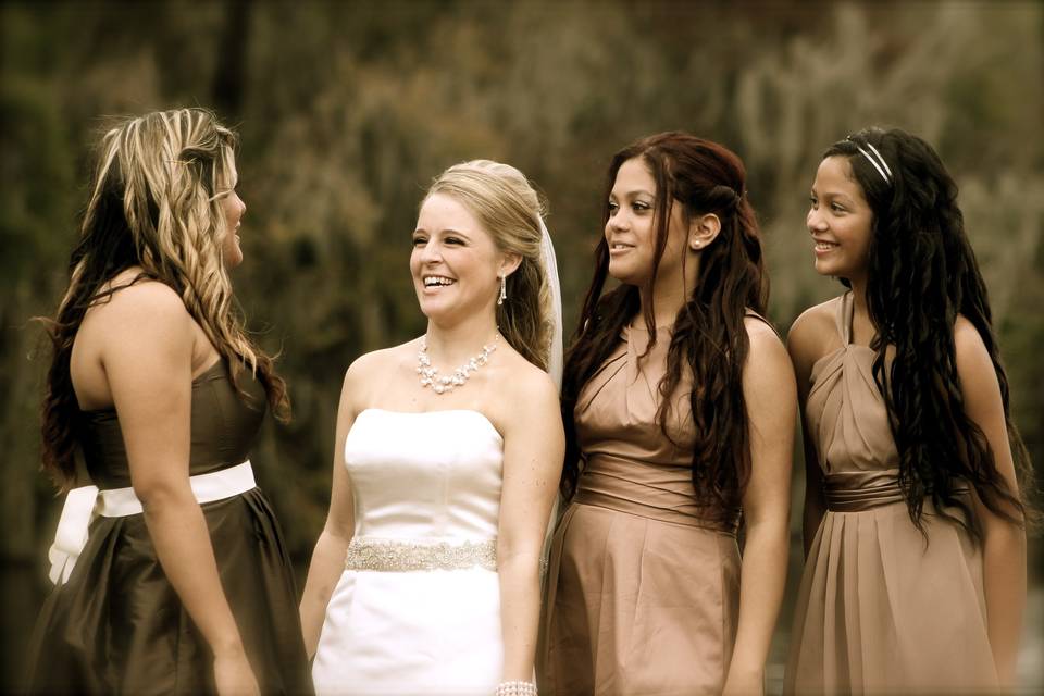 The bride with her bridesmaids