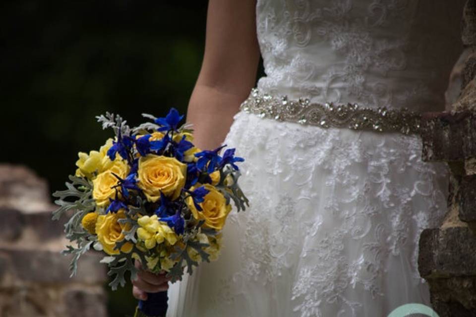 Blue and yellow bouquet
