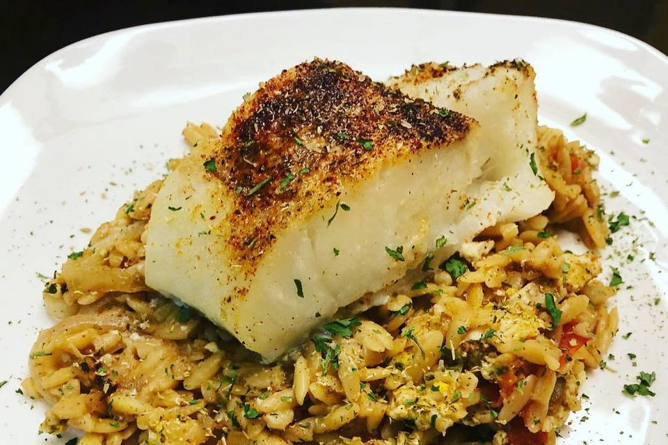 Grilled Chili Cod over Orzo