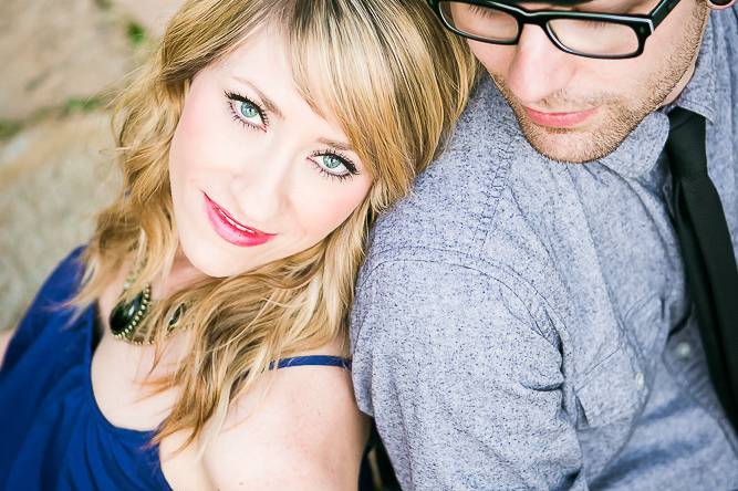 Couple in kiss in front of church - Donna Beck Photography