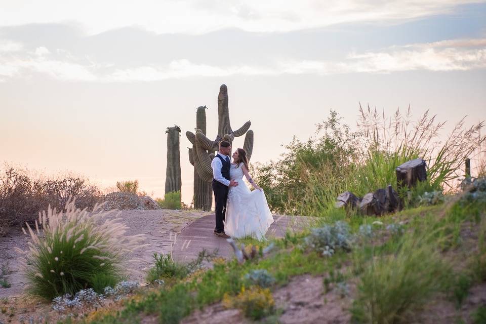Sunset Bride and Groom