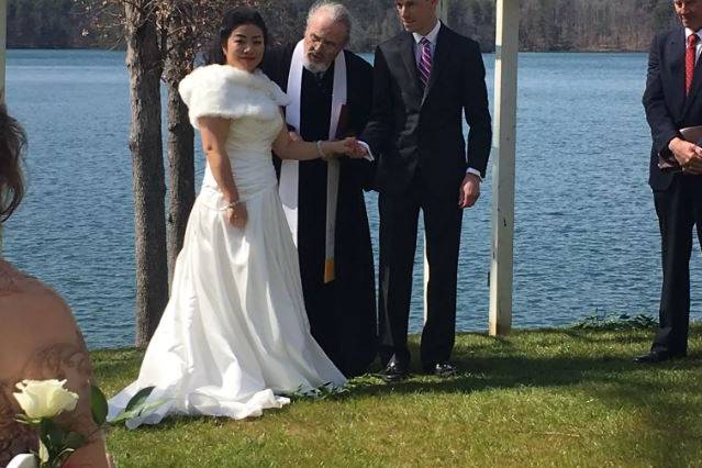 Couple and officiant