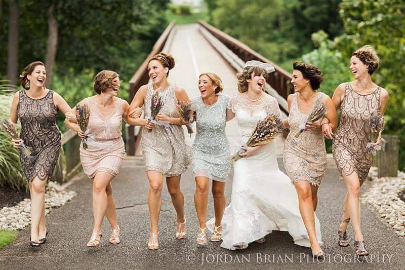 The bride with her bridesmaids