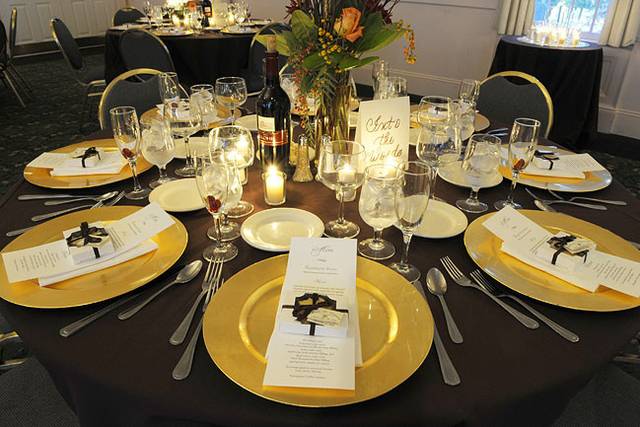 Table setup with centerpiece