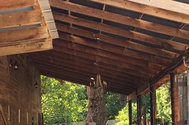 reception under barn awning