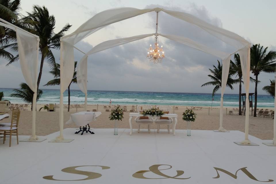 Wedding reception on the beach