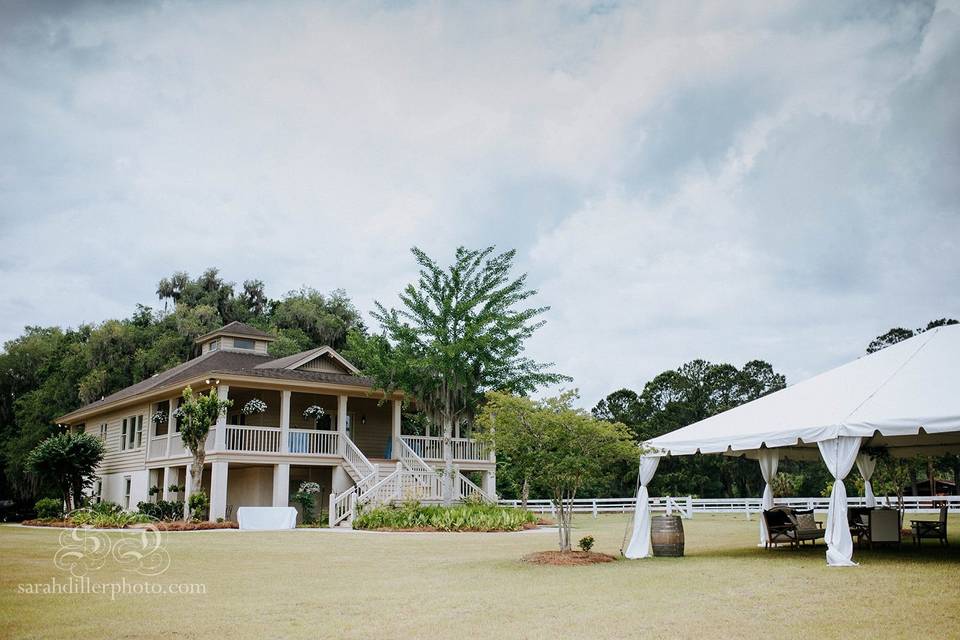 The Belle Tower and tent