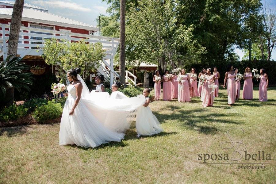 Bride and flower girls