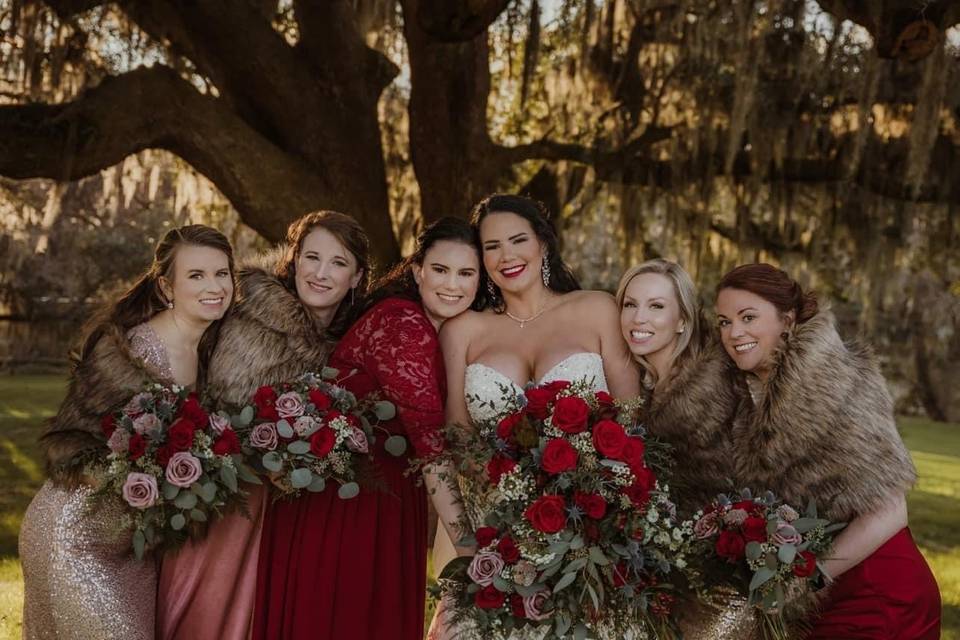 Winter Bride and Bridesmaids