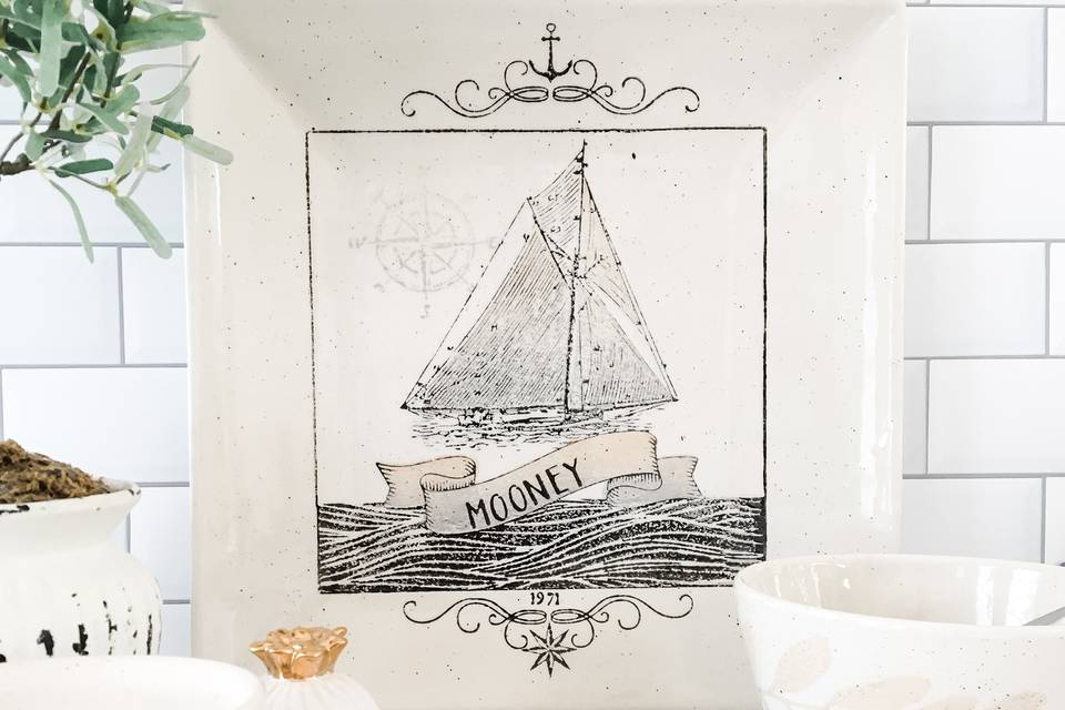 Sailboat Name Platter