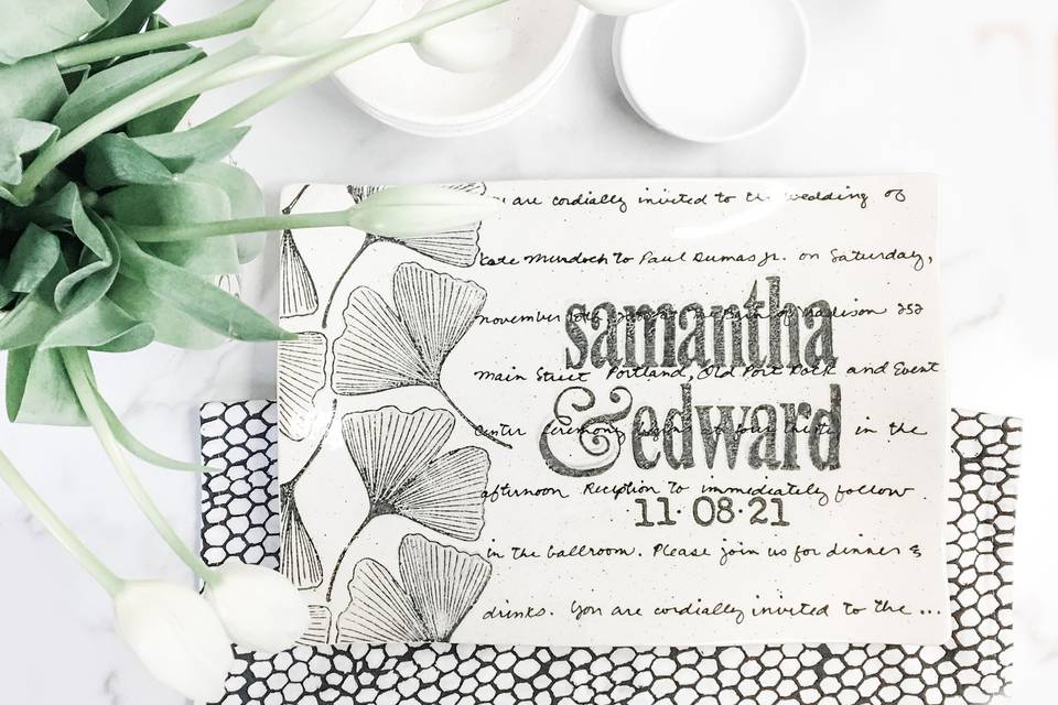 Ginkgo wedding invitation gift