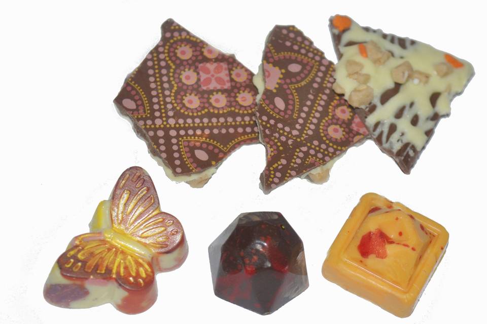 Chamak artisanal chocolates are available in our shop and lounge. We do custom chocolates for wedding favors and also do sweets tables