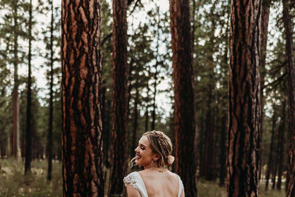 Bridal portrait by the trees - Whispering Daisy Photography