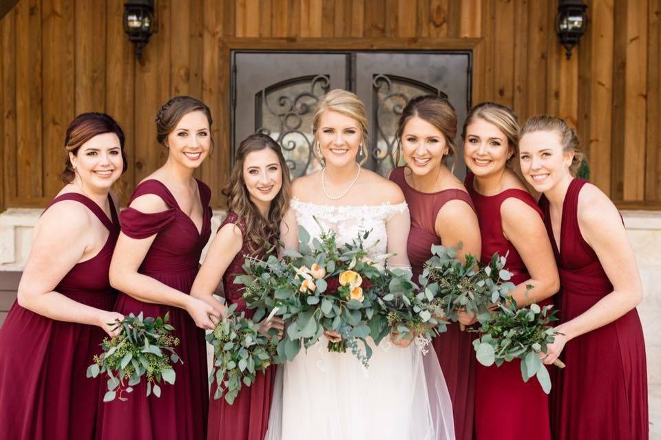 Bride with bridesmaids